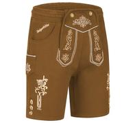 Steigenhöfer Manufaktur Kurze Trachten Jogginghose mit Kordelzug im Lederhosen Look - Moritz - Jogging Lederhose Herren Tracht für Oktoberfest Wiesn und weitere Feierlichkeiten - Hellbraun - M