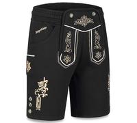 Steigenhöfer Manufaktur Kurze Trachten Jogginghose mit Kordelzug im Lederhosen Look - Moritz - Jogging Lederhose Herren Tracht für Oktoberfest Wiesn und weitere Feierlichkeiten - Schwarz - XL