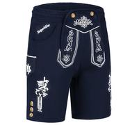 Steigenhöfer Manufaktur Kurze Trachten Jogginghose mit Kordelzug im Lederhosen Look - Moritz - Jogging Lederhose Herren Tracht für Oktoberfest Wiesn und weitere Feierlichkeiten - Blau - 3XL