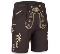 Steigenhöfer Manufaktur Kurze Trachten Jogginghose mit Kordelzug im Lederhosen Look - Moritz - Jogging Lederhose Herren Tracht für Oktoberfest Wiesn und weitere Feierlichkeiten - Braun - 4XL