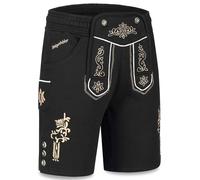 Steigenhöfer Manufaktur Kurze Trachten Jogginghose mit Kordelzug im Lederhosen Look - Moritz - Jogging Lederhose Herren Tracht für Oktoberfest Wiesn und weitere Feierlichkeiten - Schwarz - 4XL