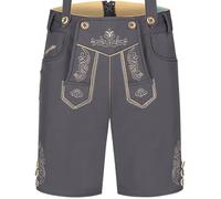 Steigenhöfer Manufaktur Kurze Trachten Softshell Hose mit Träger im Lederhosen Look - Lukas - Lederhose Herren Tracht - Wasser- und windabweisend mit Trägern für Oktoberfest - Anthrazit - 56