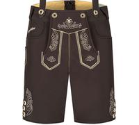 Steigenhöfer Manufaktur Kurze Trachten Softshell Hose mit Träger im Lederhosen Look - Lukas - Lederhose Herren Tracht - Wasser- und windabweisend mit Trägern für Oktoberfest - Braun - 46