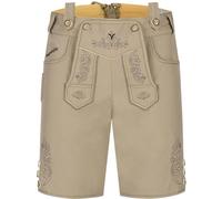 Steigenhöfer Manufaktur Kurze Trachten Softshell Hose mit Träger im Lederhosen Look - Lukas - Lederhose Herren Tracht - Wasser- und windabweisend mit Trägern für Oktoberfest - Beige - 62