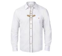 Steigenhöfer Manufaktur Trachtenhemd Herren Langarm - Vincent - Mit Trachten und Jeans kombinierbar - Traditionelles Herren Hemd mit Kentkragen - Ideal für Dein Oktoberfest Herren Outfit - Weiß - XL