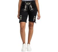STEIGENHÖFER Trachtenjeans - Lisa - Stretch Shorts Capri Hose im Lederhosen-Look - Trachten Jeans Kurze Hose Damen fürs Oktoberfest - Tracht Lederhose Damenjeans - Schwarz - 38