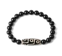 Stein-Armband - Naturstein, elastische Strang-Armbänder, Lava-Rosa-Quarz, tibetische Perlenachate, Dzi-Armband für Damen und Herren, Schmuck, Geburtstags-Überraschungsgeschenk, Obsidian, Einheit