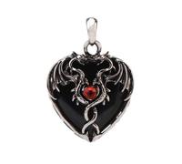 Stein-Halskette - Doppelte Drachen-Halskette, Naturstein-Herz, Tigerauge, Kristall-Anhänger, Halsketten für Männer und Frauen, Halloween-Schmuck, Geschenk, tägliches Tragen, Obsidian A, Einheit