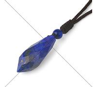 Stein-Halskette - facettierte Naturstein-Anhänger, Halsketten, Obsidian, Tigerauge, Quarzkristall, Wassertropfen, Webseil, Lange Halskette für Damen und Herren, Schmuck, Lapislazuli, Einheitsgröße