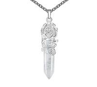 Stein Kette, Stein Kette, Silberne Blume, Umwickelt, Spitzer Anhänger, Sechseckiger Punkt, Bergkristall, Reiki-Balance, Heilendes Pendel, Halskette, Schmuck, Amulett Für Frauen, Männer, Mädchen,