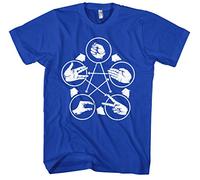 Stein Papier Uglyshirt Schere Echse Spock Männer und Herren T-Shirt | Logo Sheldon Premium Shirt 100% Baumwolle (Blau, XL)