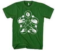 Stein Papier Uglyshirt Schere Echse Spock Männer und Herren T-Shirt | Logo Sheldon Premium Shirt 100% Baumwolle (Grün, XL)