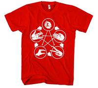 Stein Papier Uglyshirt Schere Echse Spock Männer und Herren T-Shirt | Logo Sheldon Premium Shirt 100% Baumwolle (Rot, XL)