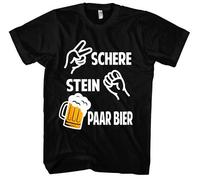 Stein, Schere, Paar Bier Herren T-Shirt | Sprüche T-Shirt Männer Mallorca Party Saufen Tshirt Alkohol Shirt Herren Beer | Schwarz (XL)