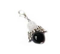 STEINBOCK: Onyx Bergkristall Schutzengel Charm Anhänger Material mit farblich passendem Handyband