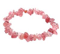 Steinfixx Edelstein Splitterarmband 18cm aus Erdbeerquarz - Der gute Laune Stein - Brasilien - handgefertigt - elastisch - höchste Qualität - in Organzasäckchen