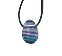 Steinfixx Regenbogenfluorit Anhänger Tropfen - Edelstein Kette mit 80 cm Band & Geschenkbox - Echter Fluorit Schmuck Mehrfarbig - Naturstein in AAA-Qualität aus Brasilien - 30x20 mm