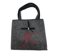 Steinnacher Filztasche Dunkelgrau mit Hirsch und Berge Motiv in Rot, 38 cm x 20 cm, mit Stoffzug