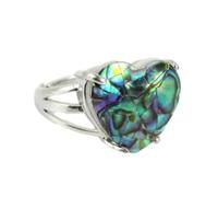 Steinring - Liebeskristall-Ring, Naturstein, verstellbar, Amethyst, Rosenquarz, Herzform, Anhänger, modischer Ring, Paarring, Abalone-Muschel, Einheitsgröße