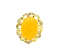 Steinring - Naturstein, gelbe Spitze, Dan-förmiger Blauer Sandkristallring im gleichen Stil für Männer und Frauen, personalisierter handgefertigter Schmuck, Topas, Einheitsgröße