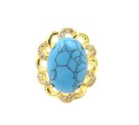 Steinring - Naturstein, gelbe Spitze, Dan-förmiger Blauer Sandkristallring im gleichen Stil für Männer und Frauen, personalisierter handgefertigter Schmuck, Blau Türkis, Einheitsgröße