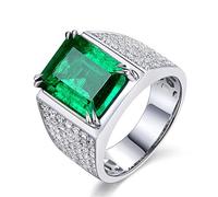 Steinring - Naturstein, geometrischer Smaragdring, offener, Verstellbarer, neuartiger, personalisierter Ring für den täglichen Gebrauch und Geschenk für Freunde, wie abgebildet, Einheitsgröße