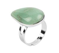 Steinring - Naturstein-Wassertropfen-Ringe für Damen und Herren, Fingerring, lila, rosafarbener Quarz, Tigerauge, Hochzeitsschmuck, passt zu jeder Fingergröße, grüner Aventurin, Einheitsgröße