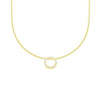 Stella-Jewellery 585er Gelbgold Collierkette mit Kreis Anhänger Zirkonia Etui Halskette Collier