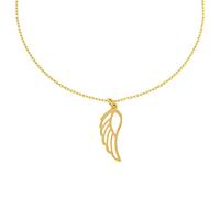 Stella-Jewellery 585er Gold Kette mit Engelsflügel Anhänger Zirkonia 42cm inkl. Etui Damen Engelsrufer