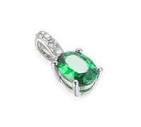 Stella-Jewellery 585er Weißgold Anhänger mit synth. Smaragd und Zirkonia ohne Kette