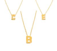 Stella-Jewellery Damen Halskette mit Buchstaben Anhänger Gold 585 Namensanhänger Kette 14 Karat E