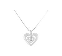 Stella Maris Damen Halskette - Anhänger in Herzform - 925 Sterling Silber und Premium Keramik in Weiss - Swarovski Elemente und Diamanten - 45 cm - CRH170