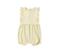 Stellou & friends Baby Ärmelloser Strampler aus Baumwolle mit seitlichen Volants, Sommer - Jumpsuit, Overall, Einteiler in Gelb oder Rosa Gelb Gr. 74/80