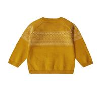 Stellou & friends Strick-Pullover für Mädchen und Jungen mit Norwegen Muster | Hochwertige Baby-Kleidung aus 100% Baumwolle - III V I Gr. 50/56 - Mustard Yellow
