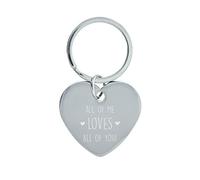 STEMPEL-FABRIK - gravierter Herz-Schlüsselanhänger aus Edelstahl - Motiv All of me loves all of you - Anhänger in Herzform - Silberglänzend - Geschenkidee für Paare
