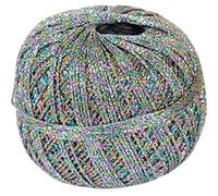 Stenli Häkelgarn Metallic Glitter fein in der Farbe Silber Regenbogen DIY glitzern Garn 350 m 50 gr