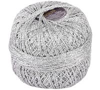 Stenly Häkelgarn Metallic Glitter fein Silber DIY glitzern Garn350 m 50 gr