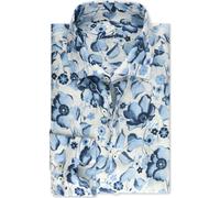 Stenströms Casual Fitted Body Leinenhemd blau/weiss, Gemustert
