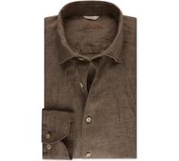 Stenströms Casual Fitted Body Leinenhemd braun, Einfarbig