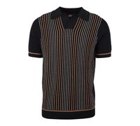 Stenströms Comfort Fit Strickpolo schwarz, Gestreift