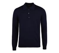 Stenströms Fitted Body Longsleeve Poloshirt dunkelblau, Einfarbig