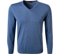 Stenströms Pullover Herren Regular Fit V-Ausschnitt Merinowolle blau, L