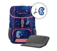 Step by Step Rucksack-Set Kid Reflect „Star Seahorse Zoe“, mit Sitzkissen, ergonomischer Mini-Ranzen mit höhenverstellbarem Brustgurt, für Kindergarten, Vorschule und Freizeit, 13 l, blau-lila