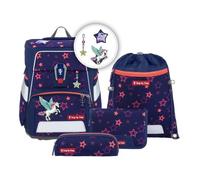 Step by Step Schulranzen-Set Space Shine „Pegasus Night Nuala“ 5-teilig, ergonomischer Tornister mit Reflektoren, höhenverstellbar mit Hüftgurt, Grundschule, 1. Klasse, 20L, lila-rosa