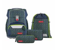 Step by Step Basis Schulranzen-Set „Green Geometrics“, 4-teilig, grün, ergonomischer Tornister mit Reflektoren, Hüft- und Brustgurt, für Kinder ab der 1. Klasse, 20 Liter