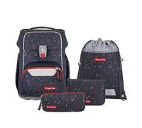 Step by Step Basis Schulranzen-Set „Anthrazit Triangles“, 4-teilig, grau, ergonomischer Tornister mit Reflektoren, Hüft- und Brustgurt, für Kinder ab der 1. Klasse, 20 Liter