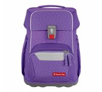 Step by Step Basis Schulranzen-Set „Purple Konfetti“, 4-teilig, lila, ergonomischer Tornister mit Reflektoren, Hüft- und Brustgurt, für Kinder ab der 1. Klasse, 20 Liter