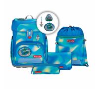 Step by Step Schulranzen-Set Cloud Flash „Ninja Zazu“ 5-teilig, blau, Schmetterling, ergonomischer Tornister mit Reflektoren, höhenverstellbar mit Hüftgurt für Jungen ab der 1. Klasse, 19L