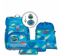 Step by Step Schulranzen-Set Cloud Flash „Ninja Zazu“ 5-teilig, blau, Schmetterling, ergonomischer Tornister mit Reflektoren, höhenverstellbar mit Hüftgurt für Jungen ab der 1. Klasse, 19L