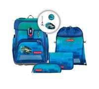 Step by Step Schulranzen-Set Cloud Ocean Space Craft Spike, 5-teilig, gelb-blau, Raumschiff, ergonomischer Tornister mit Reflektoren, höhenverstellbar, Hüftgurt, 1. bis 4. Klasse, 19l